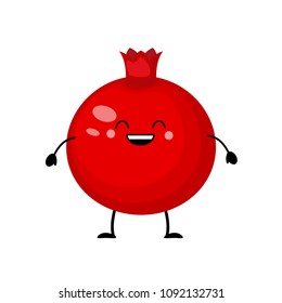 Cartoon  pomegranate fruit vector illustration isolated on white background.