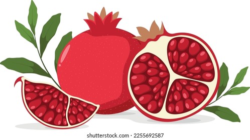 Cartoon pomegranate isolated on white background