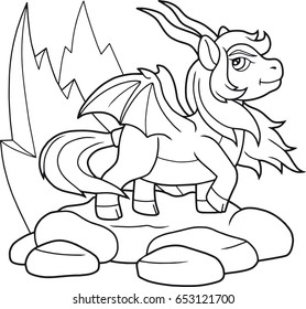Cartoon pony dragon outline image