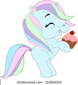 Cartoon Pony Eat Muffin