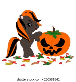 Cartoon pony and the Halloween