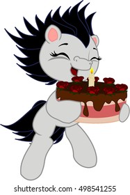Cartoon pony with heart.
