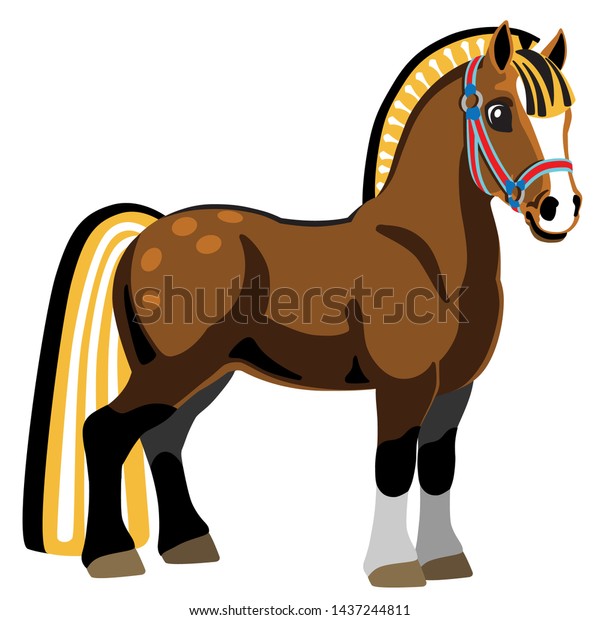 Cartoon Pony Horse Side View Vector Stock Vector Royalty Free 1437244811