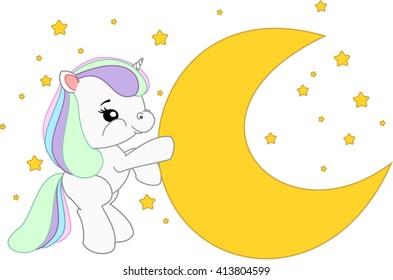 Cartoon pony and Moon.