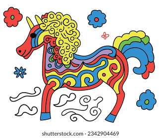 Cartoon Pony and Small Animal Illustration Poster Design