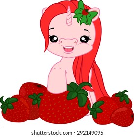 Cartoon pony with strawberry.