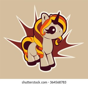 Cartoon pony. Vector illustration.