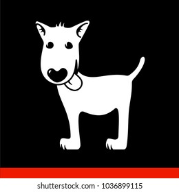 cartoon pooch on black background. Under pencil drawing