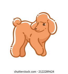 Cartoon poodle. Cute dog character. Vector illustration in cartoon style for poster, postcard.