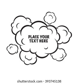 Cartoon pop art clouds isolated vector background on white