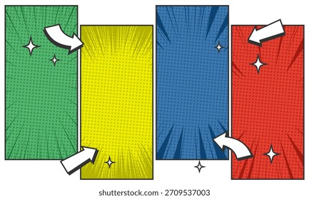 Cartoon pop art frame background art with arrow
