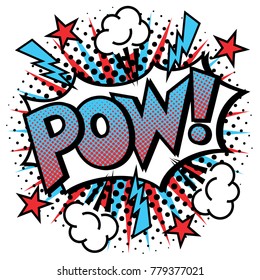 Cartoon Pop Art POW! text design on a burst background.
