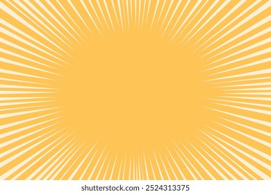 Efecto sunburst de arte pop de dibujos animados con estallido estelar y semitono. Patrón de cómic amarillo con puntos. fondo. Anuncio de textura Antiguas sunshine. Ilustración vectorial.