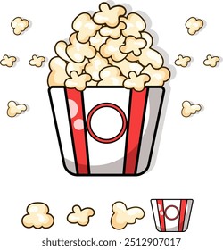 Cartoon pop corn illustration, eps 10, editable.