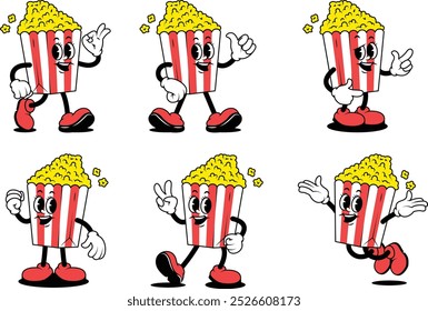 Desenho Animado Popcorn Character Ilustrações com Vários Estilos