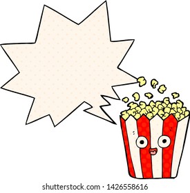 Cartoon Popcorn mit Sprachblase im Comicstil