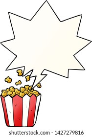 pipoca de desenho animado com balão de fala em estilo gradiente suave