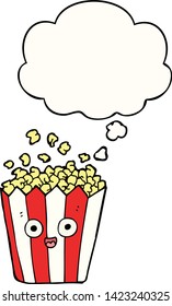 cartoon popcorn with thought bubble