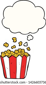 palomitas de caricatura con burbuja de pensamiento