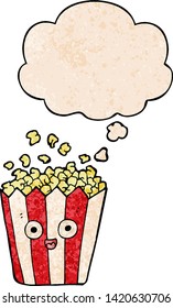 palomitas de dibujos animados con burbuja de pensamiento en forma de textura gruesa