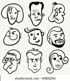 Whiteboard Drawing Cartoon Men Faces Stock Vector (royalty Free 