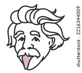 Cartoon portrait of Albert Einstein. Doodle logo