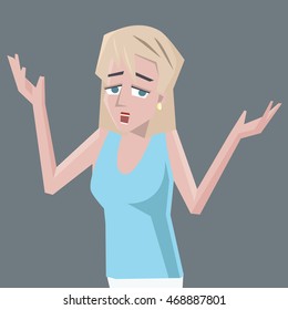 cartoon portrait of confused blonde girl