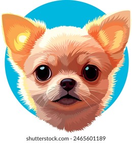 Cartoon Portrait of a cute Chihuahua dog on a blue background