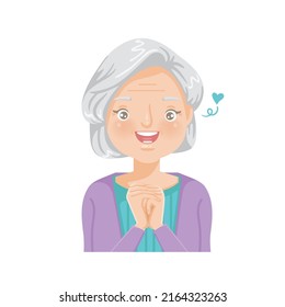 cartoon portrait of an elderly woman