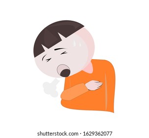 Cartoon Portrait Vector on isolate background.Men ill with asthma.