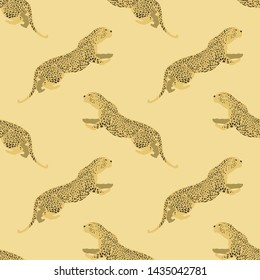 Cartoon portrait of wildcat pattern for print design. Seamless tiger pattern. Leopard wild texture. African wildlife. Cartoon vector illustration. Big cats  vector illustration