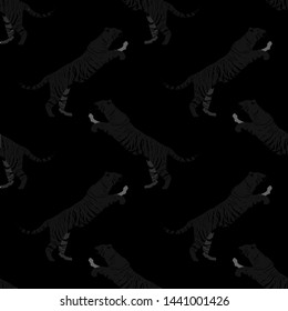 Cartoon portrait of wildcat pattern for print design. Seamless tiger pattern. Leopard wild texture. African wildlife. Cartoon vector illustration. Big cats  vector illustration