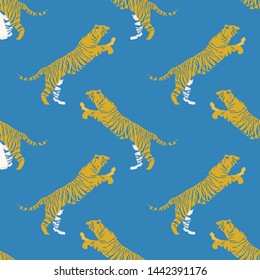 Cartoon portrait of wildcat pattern for print design. Seamless Leopard wild texture. African wildlife. Cartoon vector illustration. Big cats  vector illustration