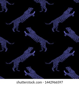 Cartoon portrait of wildcat pattern for print design. Seamless Leopard wild texture. African wildlife. Cartoon vector illustration. Big cats  vector illustration