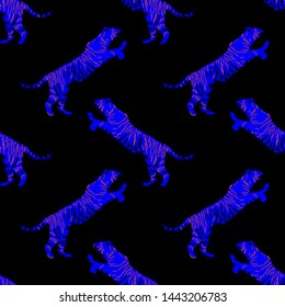 Cartoon portrait of wildcat pattern for print design. Seamless Leopard wild texture. African wildlife. Cartoon vector illustration. Big cats  vector illustration