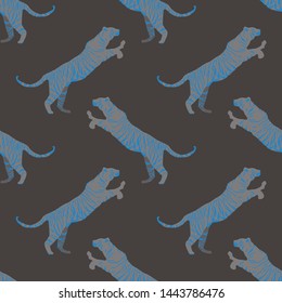 Cartoon portrait of wildcat pattern for print design. Seamless Leopard wild texture. African wildlife. Cartoon vector illustration. Big cats  vector illustration
