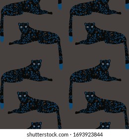 Retrato de dibujos animados de patrones de caracteres comodín para el diseño impreso. Textura silvestre leopardo sin foco. Vida salvaje africana. Ilustración vectorial de dibujos animados. Ilustración vectorial de los grandes felinos