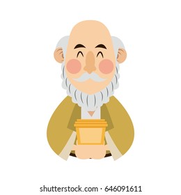 cartoon portrait wise king with gift