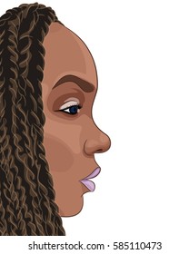 Cartoon portrait young african girl  Vector illustration