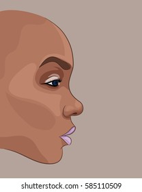Cartoon portrait of young african girl. Vector illustration