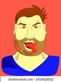 Cartoon portrait of young man