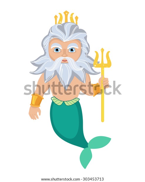 Cartoon Poseidon Vector Clip Art Illustration Stock Vector (Royalty ...