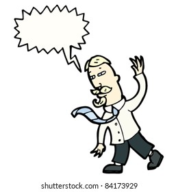 cartoon posh man calling people to follow him