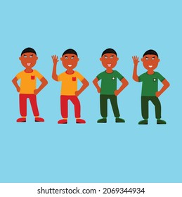 cartoon posing with different color