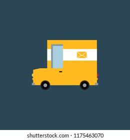 Cartoon post car. Vector icon. Flat design