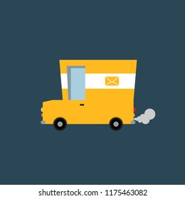 Cartoon post car. Vector icon. Flat design