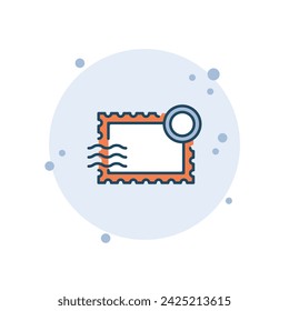 Cartoon post ticket vector illustration. Stamp on bubbles background. Postal stamp sign concept.
