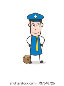 Cartoon Postal-Worker Evil Smile on Face Vector