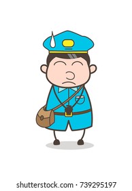 Cartoon Postboy Relax Face with Cold Sweat