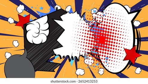 Cartoon poster background, comic book backdrop. Retro vector comics pop art design.